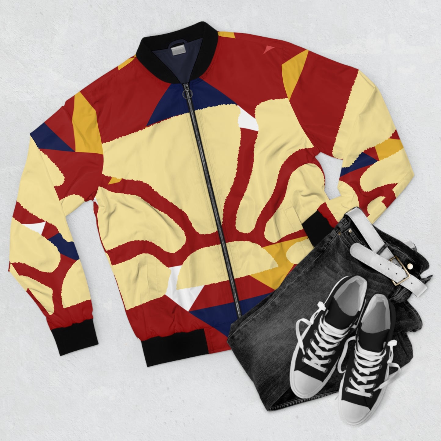 Vibrant Geometric Men's Bomber Jacket - Stylish Outerwear for Trendsetters