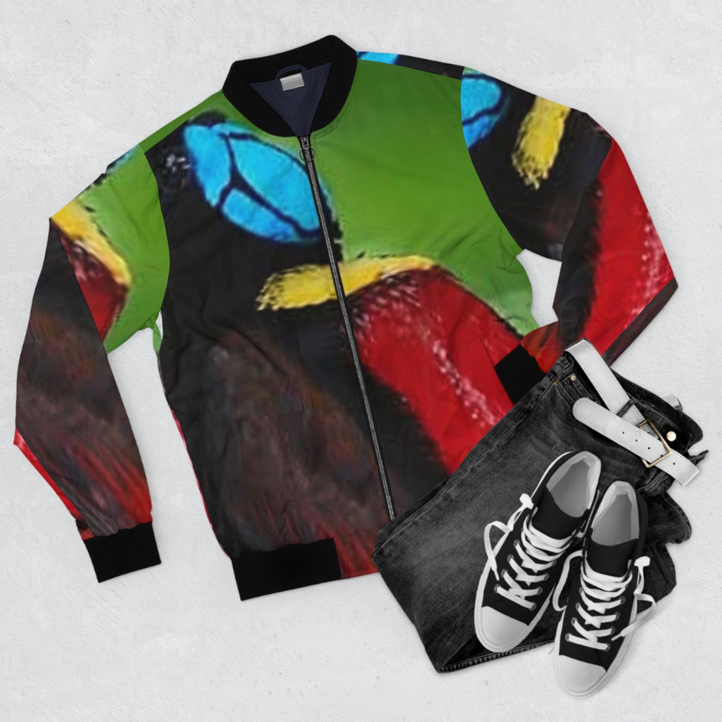 Vibrant Tropical Bird Men's Bomber Jacket - Stylish & Colorful Outerwear