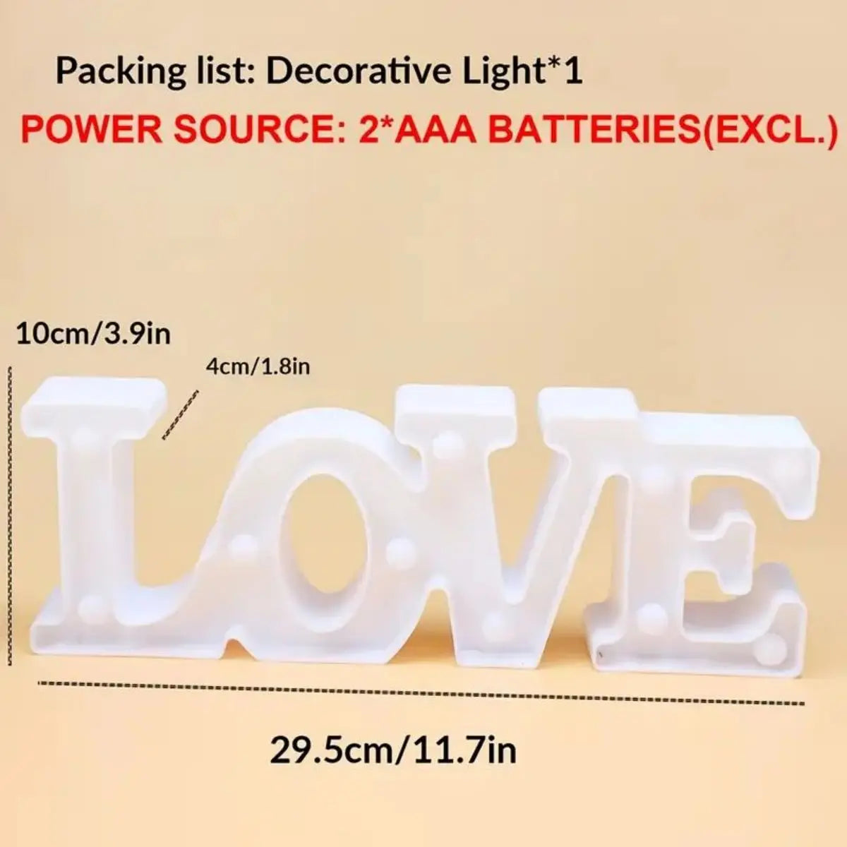 1pc LED Decorative Letter LOVE Wedding Birthday Decoration Light, Valentine's Day Festival Decoration Modeling Lamp