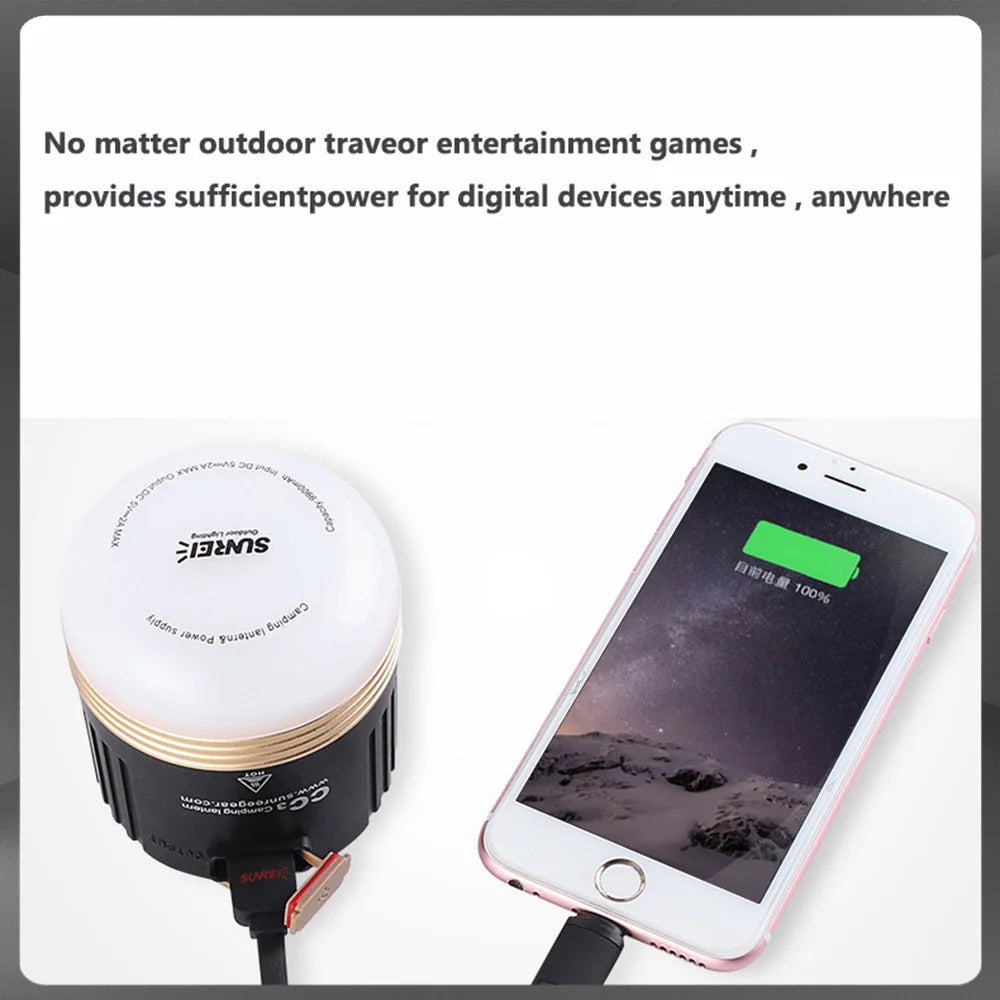 SUNREE CC3 CC5 Camping Lantern 840 Lumens LED Camping Light USB Rechargeable 9900mAH Battery outdoor lighting For Power Bank