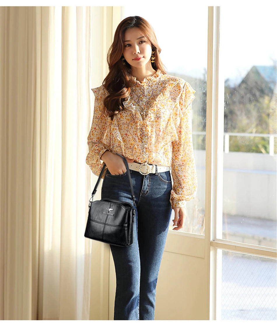 Women Embroidery Tote Bag High Quality Leather Ladies Handbags 2024 Women Shoulder Bag Small Crossbody Bags For Women Sac a Main
