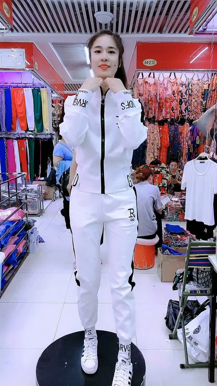 Women's Casual Suit Spring Autumn New Fashion Korean Sportswear Slim Long Sleeve Coats Tops And Pants 2 Two Piece Set For Women