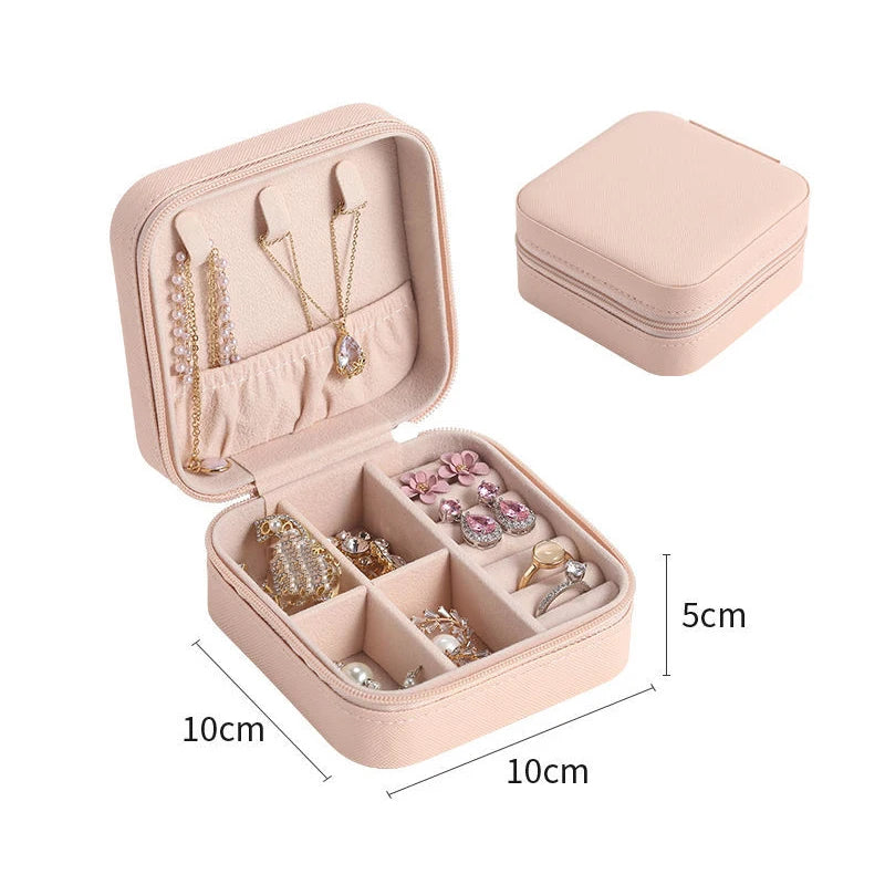 1pc Portable Jewelry Organizer Display Travel Jewelry Case Boxes Earrings Necklace Ring Jewelry Box Leather Storage Box