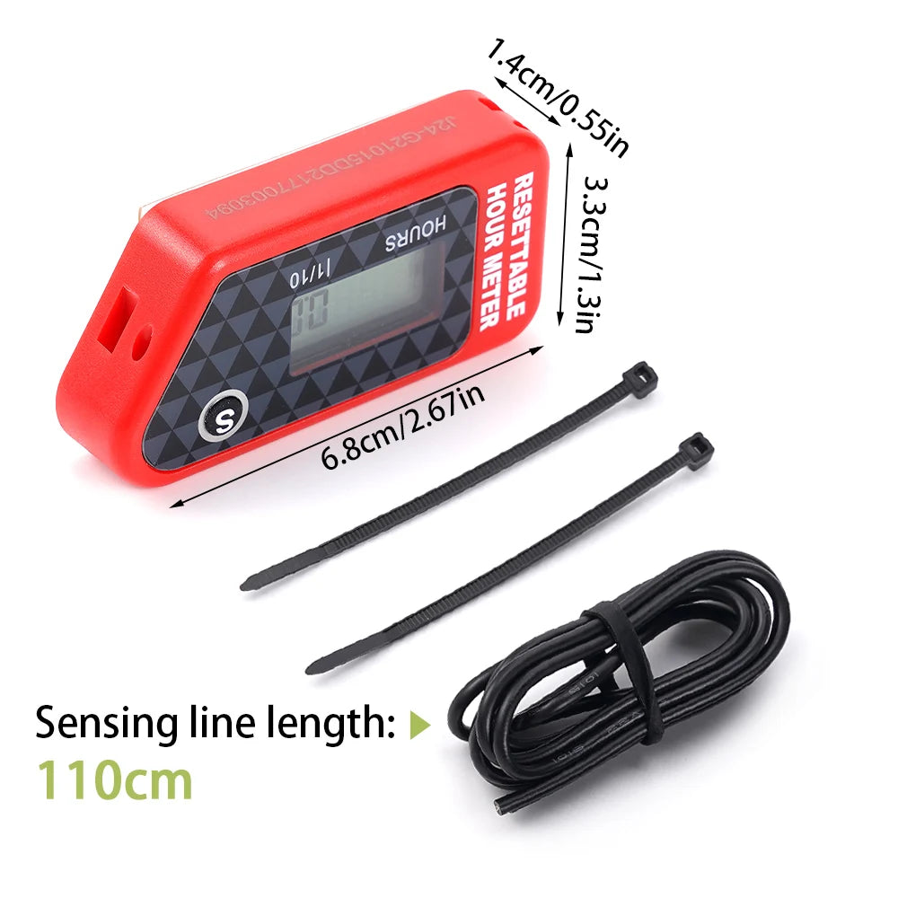 Timer Waterproof LCD Timer Counter Black / Red For Motorcycle/ATV/Powerboat/Law Mower Maintenance Reminder