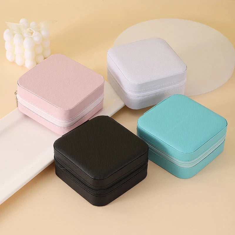 1pc Portable Jewelry Organizer Display Travel Jewelry Case Boxes Earrings Necklace Ring Jewelry Box Leather Storage Box