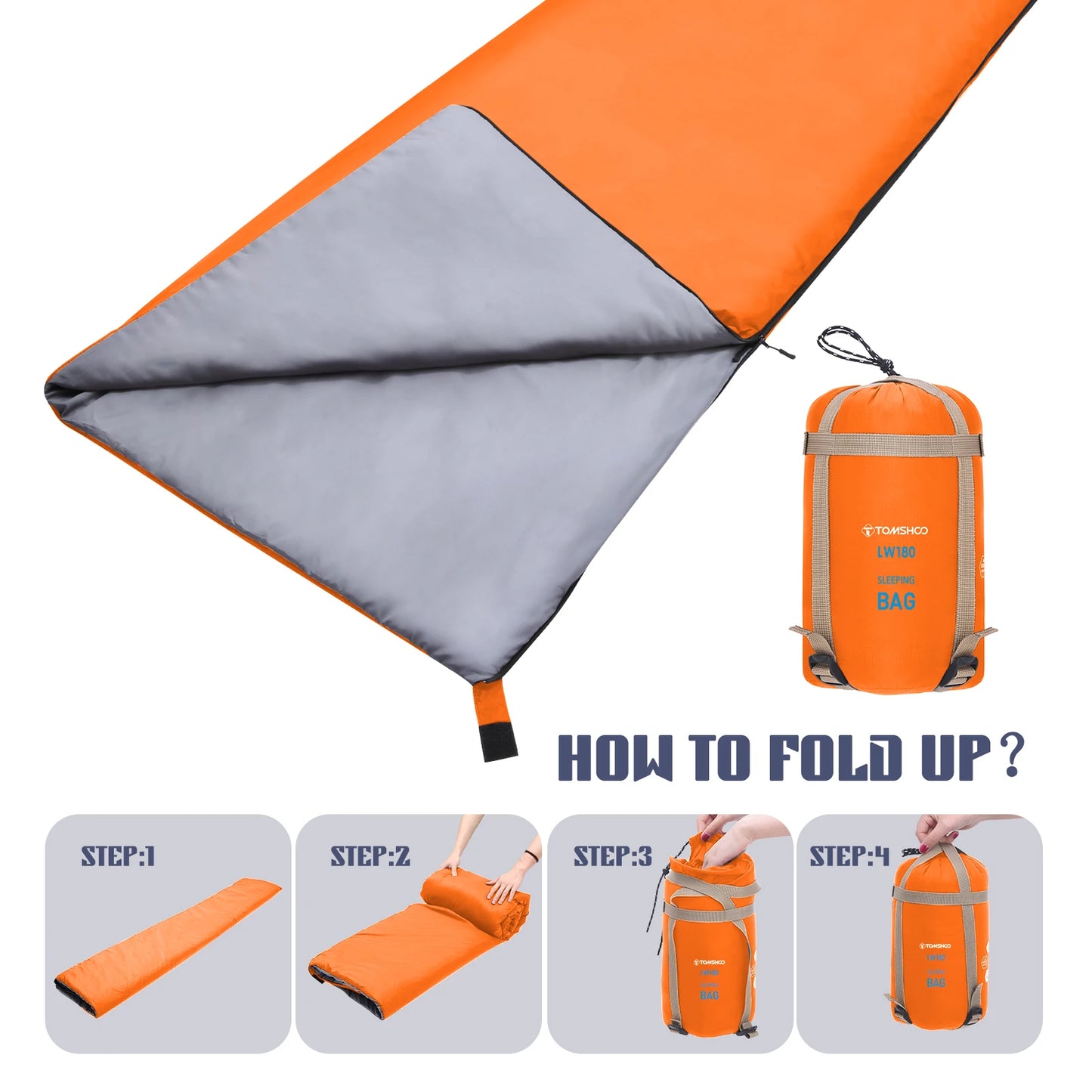 Tomshoo Ultralight Sleeping Bag for Adults 3 Season Outdoor Envelope Sleeping Bag for Camping Backpacking Travel Hiking Supplies