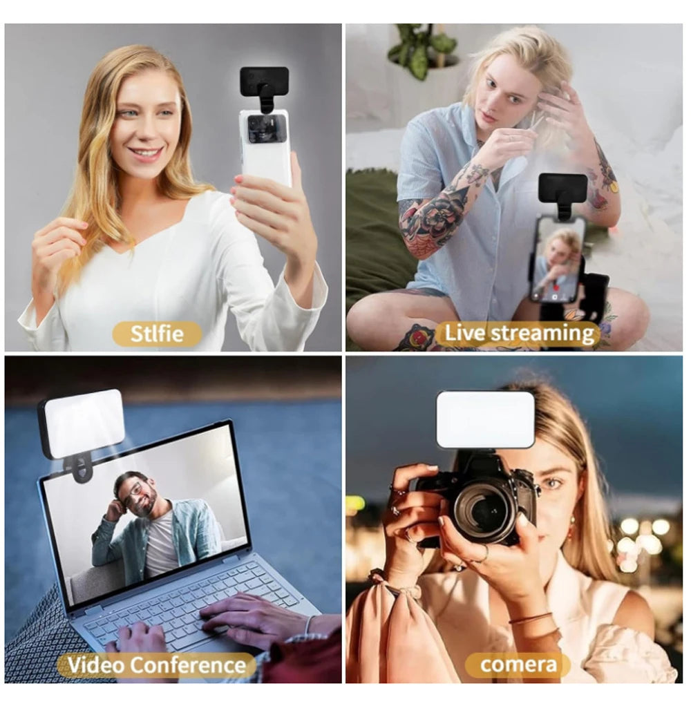 New Portable Mini Selfie Fill Light Rechargeable 3 Modes Adjustable Brightness Clip On For Mobile Phone Computer Fill Light