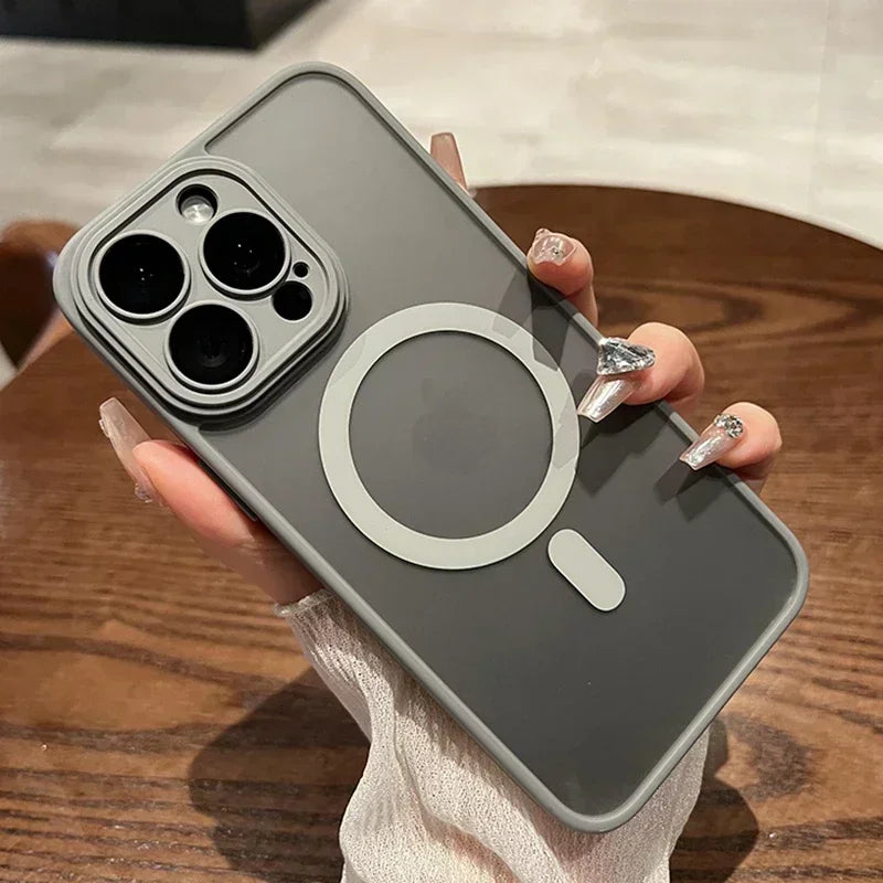 Luxury Matte Wireless Charge Translucent Case For iPhone 16 15 14 13 11 12 Pro Max Plus Magnetic For Magsafe High Quality Cover