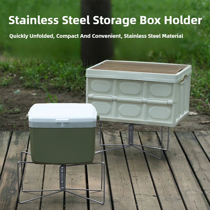 1/5PCS Stainless Steel Bracket Lightweight Foldable Cooler Bracket Camping Non-slip Picnic Barbecue Cooking Ice Bucket Rack