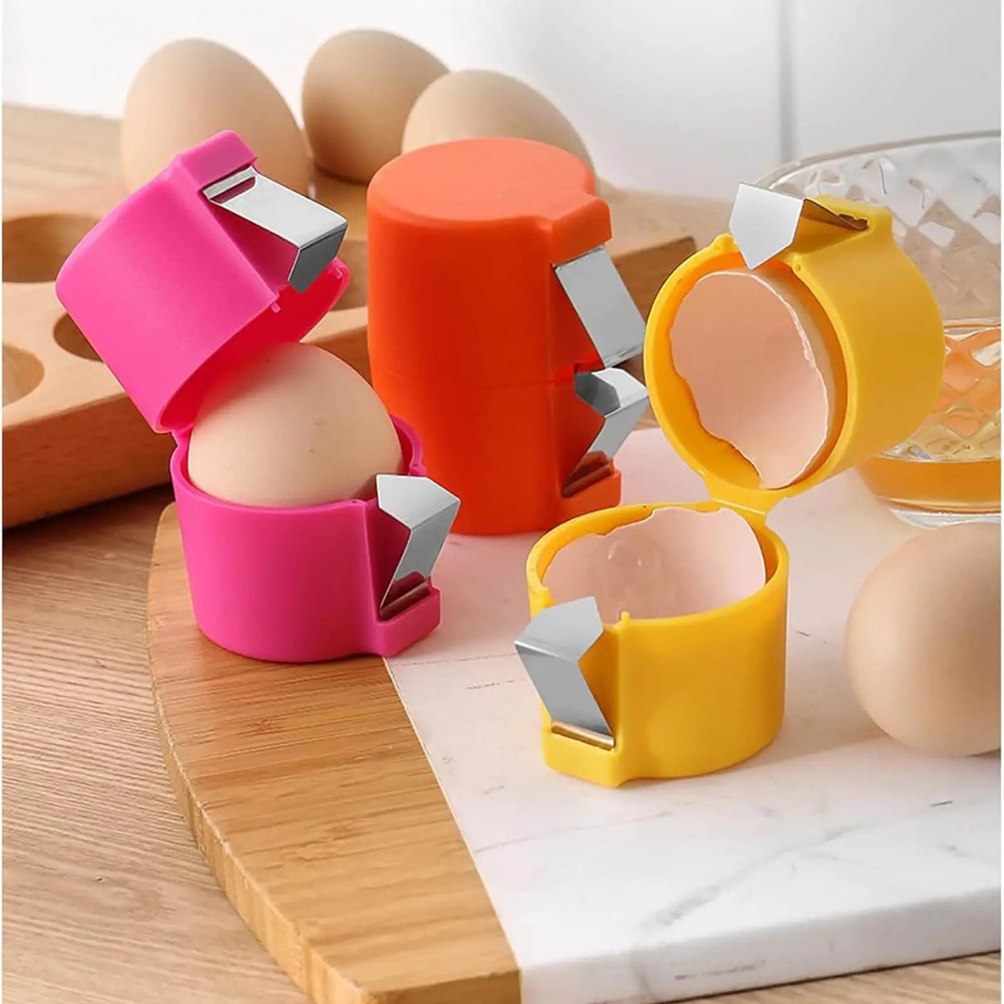 1/2pcs Multifunctional Egg Shell Opener Handheld Egg Cracker Separator Tool Eggshell Cutter Easy Open Kitchen Gadget for Raw Egg