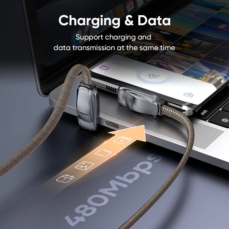 AUFU 240W USB C To Type C Cable for iPhone15 Macbook PC Samsung Xiaomi POCO Games Angle PD 5A Fast Charging Cable Data USB Cable
