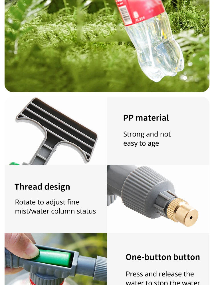 1 Set,Adjustable Beverage Bottle Sprayer Watering Flower SprinklerSprinkler Pressure Atomizer Nozzle Gardening Tools 