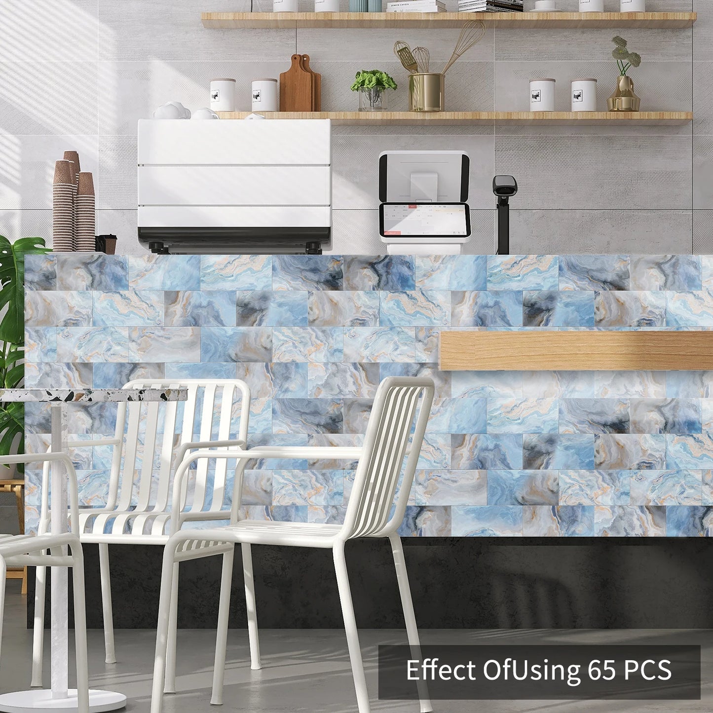 Marble Pattern Wall Sticker, 16/32/64pcs Peel & StickWall Decal, Waterproof Decorative Sticker For Home