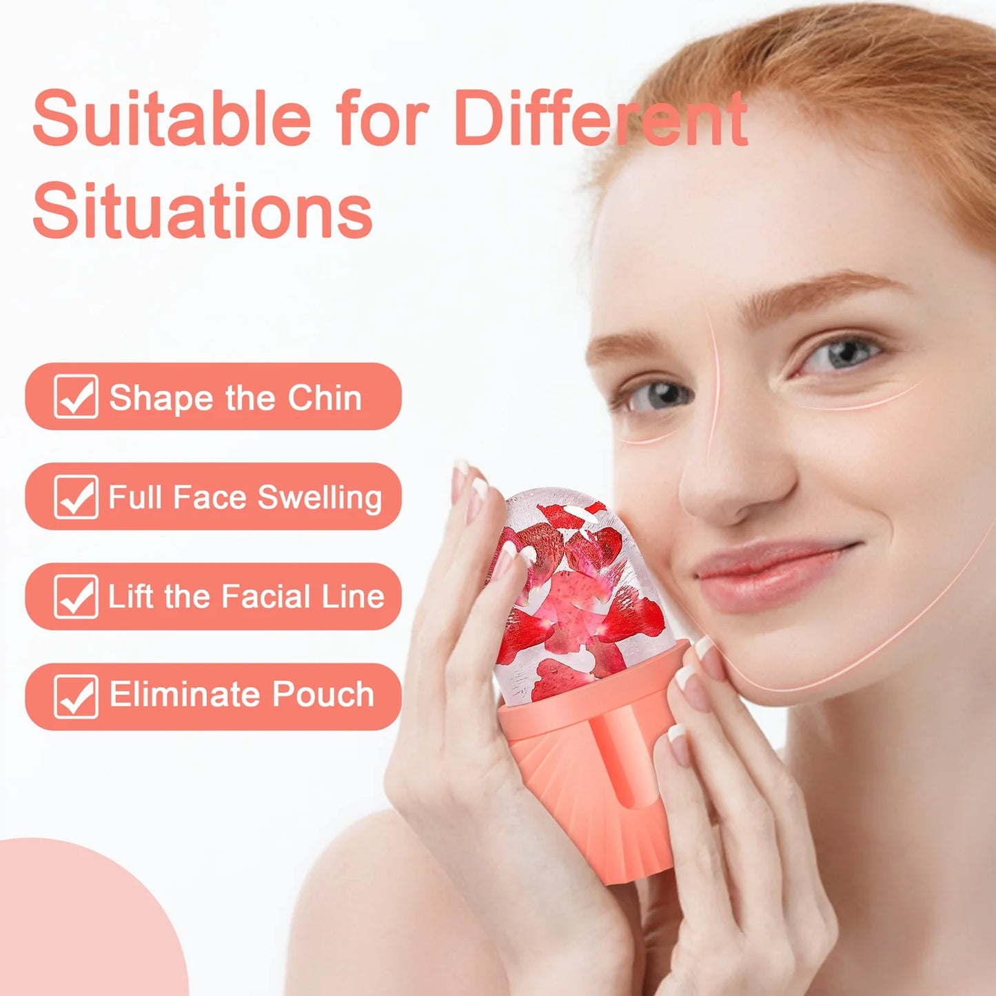 Ice Face Roller Ice Cube Beauty Massage Silicone Ice Mold For Eye Puffiness Ice Facial Roller Shrink Pores Multifunctional mold