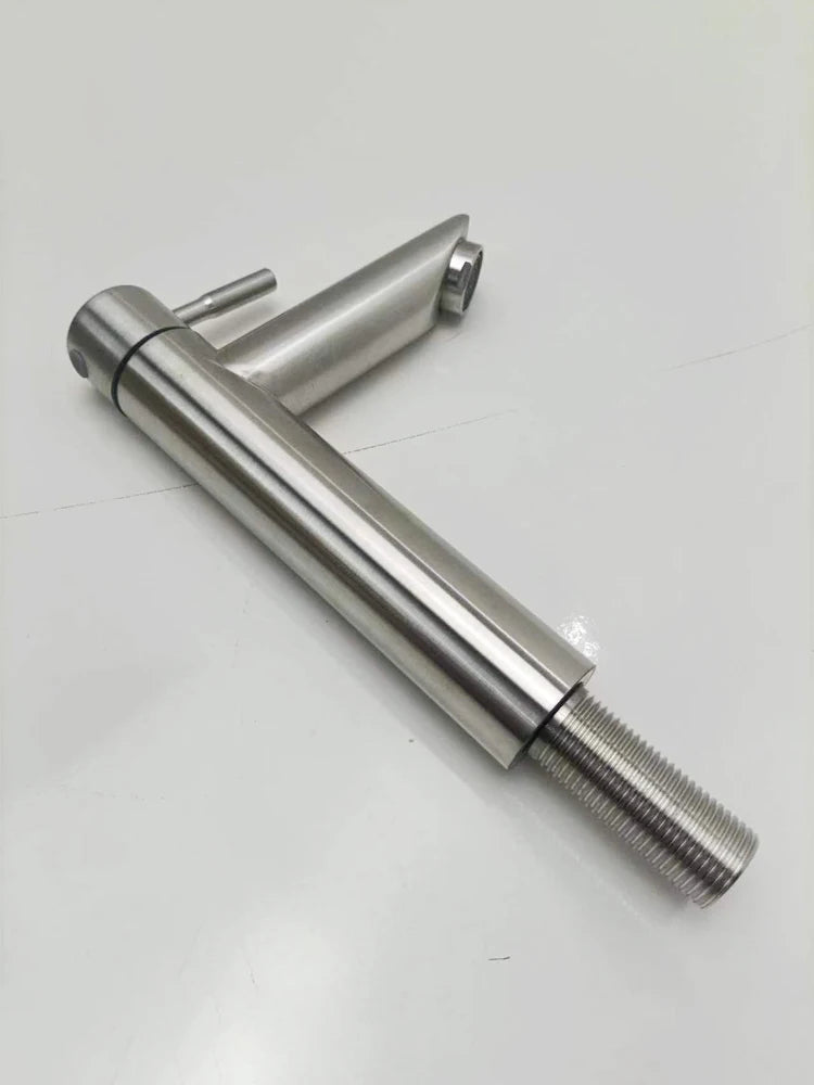 Basin Faucet 304 Stainless Steel Single Cold Water Tap Black Silver Color Deck Mounted Basin Sink Tap G1/2
