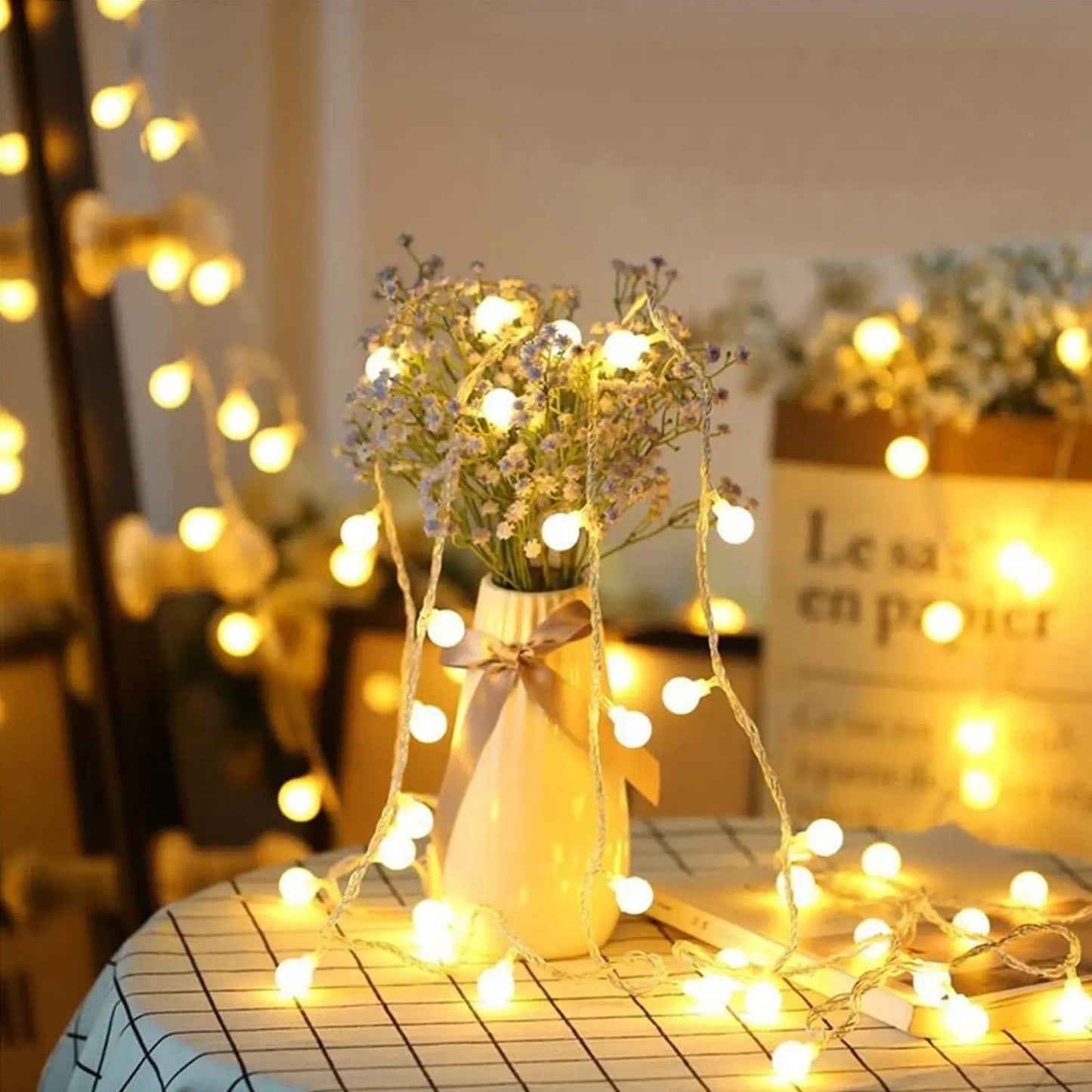 LED Light String Fairy Bubble Ball Light Festive Light Garland EU/US Plug Indoor Christmas Wedding Outdoor Garden Decoration