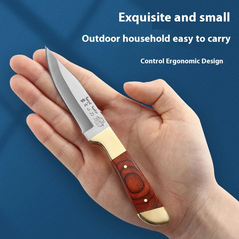 Hand steak meat knife camping copper head knife handlebar meat special knife multifunction fruit knife barbecue meat cutter knif