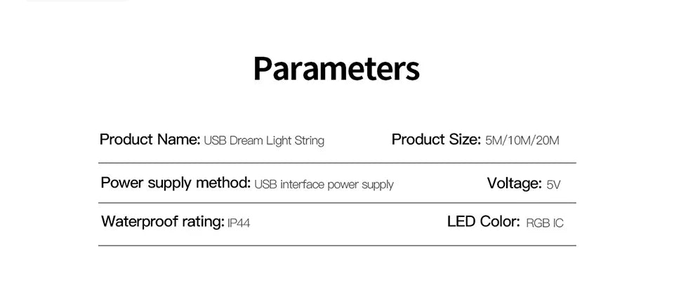 20M RGBIC USB 5V LED Sting Light Bluetooth Music APP WS2812 Programmable DIY Fairy Lights Birthday Party Garland Christmas Decor