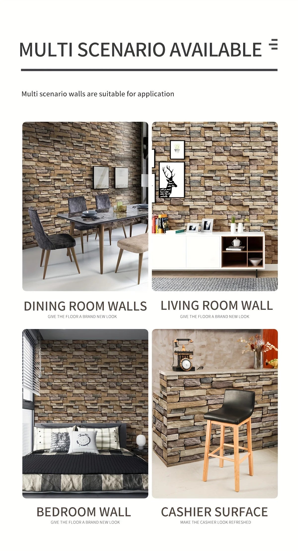 Vinyl Stone Pattern Decor Contact Paper for Home Decor Self Adhesive Waterproof Removable Wallpaper for Living Room Wall Decor