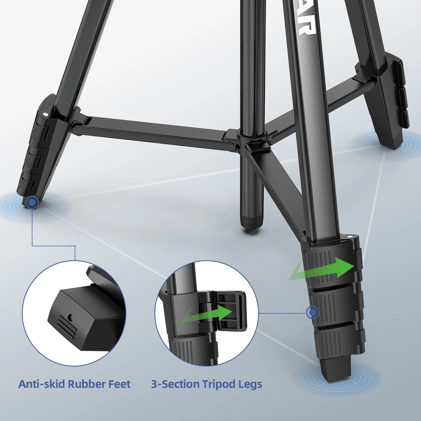 Huepar Multifunction Laser Level Tripod 1.52M With 360° Rotation Pan Head & Level Bubble Adjustable Stand For Laser Meter,Camera