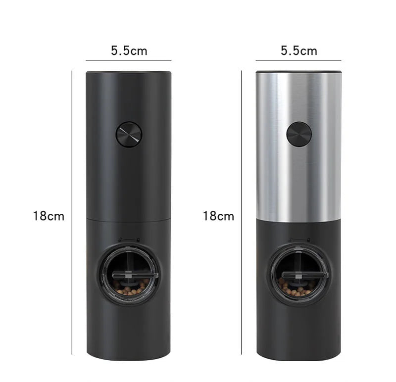 Electric Automatic Mill Pepper And Salt Grinder With Base Set Battery Powered With LED Light Adjustable Coarseness Kitchen Tool