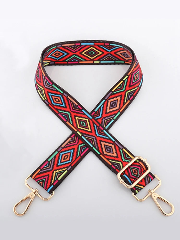 Stylish Colorful Ethnic Wind Wide Shoulder Strap Ladies Bag Accessories Adjustable Single Crossbody Straps