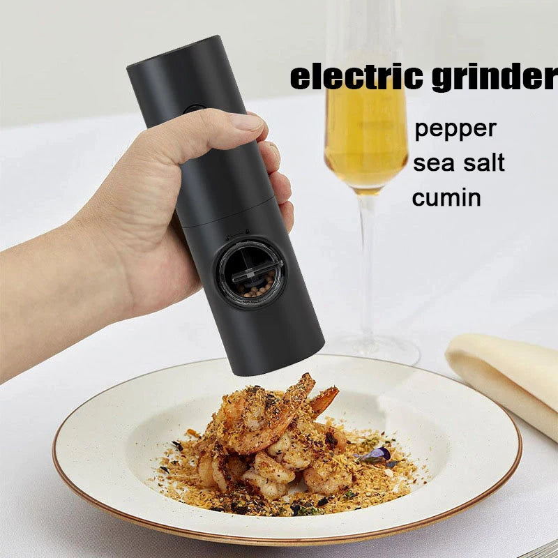 Electric Automatic Mill Pepper And Salt Grinder With Base Set Battery Powered With LED Light Adjustable Coarseness Kitchen Tool
