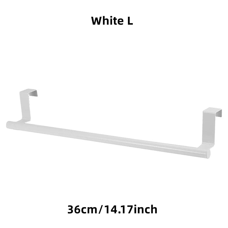 1/2Pcs Towel Rack Over Door Towel Bar Hanging Holder Stainless Steel Bathroom Kitchen Cabinet White Black Towel Rag Shelf Hanger