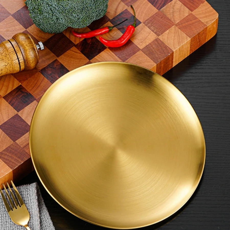 Plate tray, dining tray, steak plate, barbecue plate, Korean stainless steel circular barbecue plate