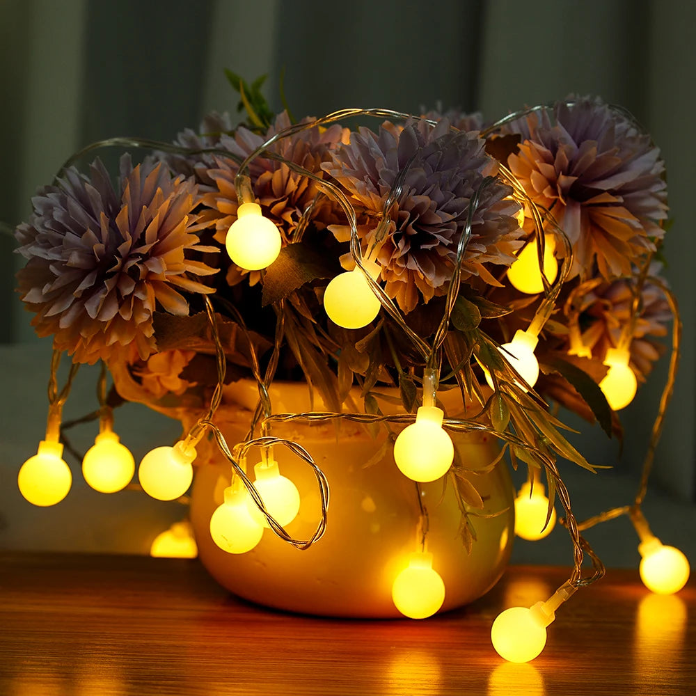LED Light String Fairy Bubble Ball Light Festive Light Garland EU/US Plug Indoor Christmas Wedding Outdoor Garden Decoration