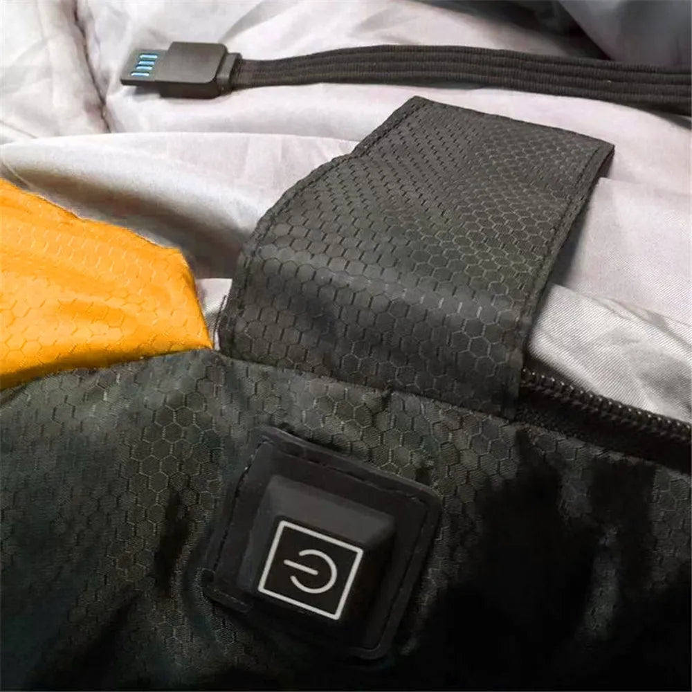 -5℃ USB Heated Sleeping Bag Winter Wearable Adult Electric Thermal Warm 4 Season Outdoor Camping Hiking Traveling(NO Power bank