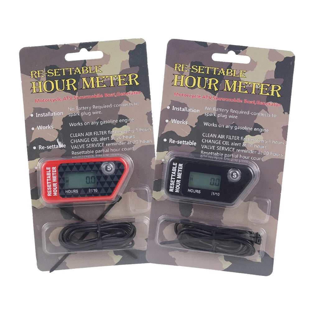 Timer Waterproof LCD Timer Counter Black / Red For Motorcycle/ATV/Powerboat/Law Mower Maintenance Reminder
