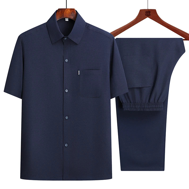 Shirts + Pants 2025 summer 100% Cotton linen Sportswear Men's Casual Sets Male Fashion Chinese style shirts and trousers M-4XL