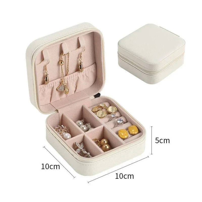 1pc Portable Jewelry Organizer Display Travel Jewelry Case Boxes Earrings Necklace Ring Jewelry Box Leather Storage Box