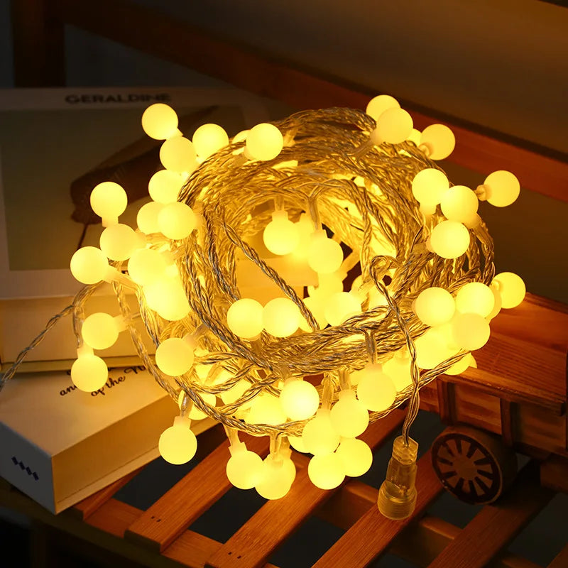 LED Light String Fairy Bubble Ball Light Festive Light Garland EU/US Plug Indoor Christmas Wedding Outdoor Garden Decoration