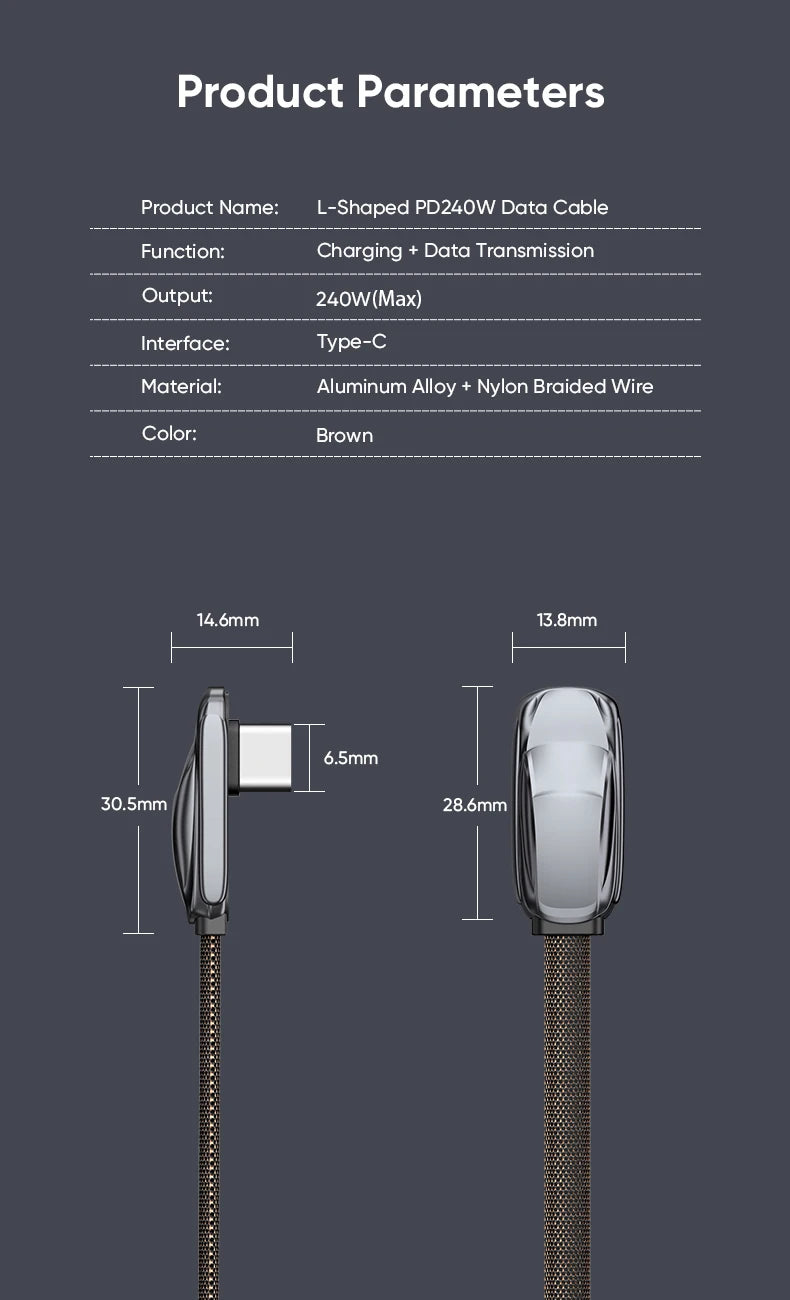 AUFU 240W USB C To Type C Cable for iPhone15 Macbook PC Samsung Xiaomi POCO Games Angle PD 5A Fast Charging Cable Data USB Cable