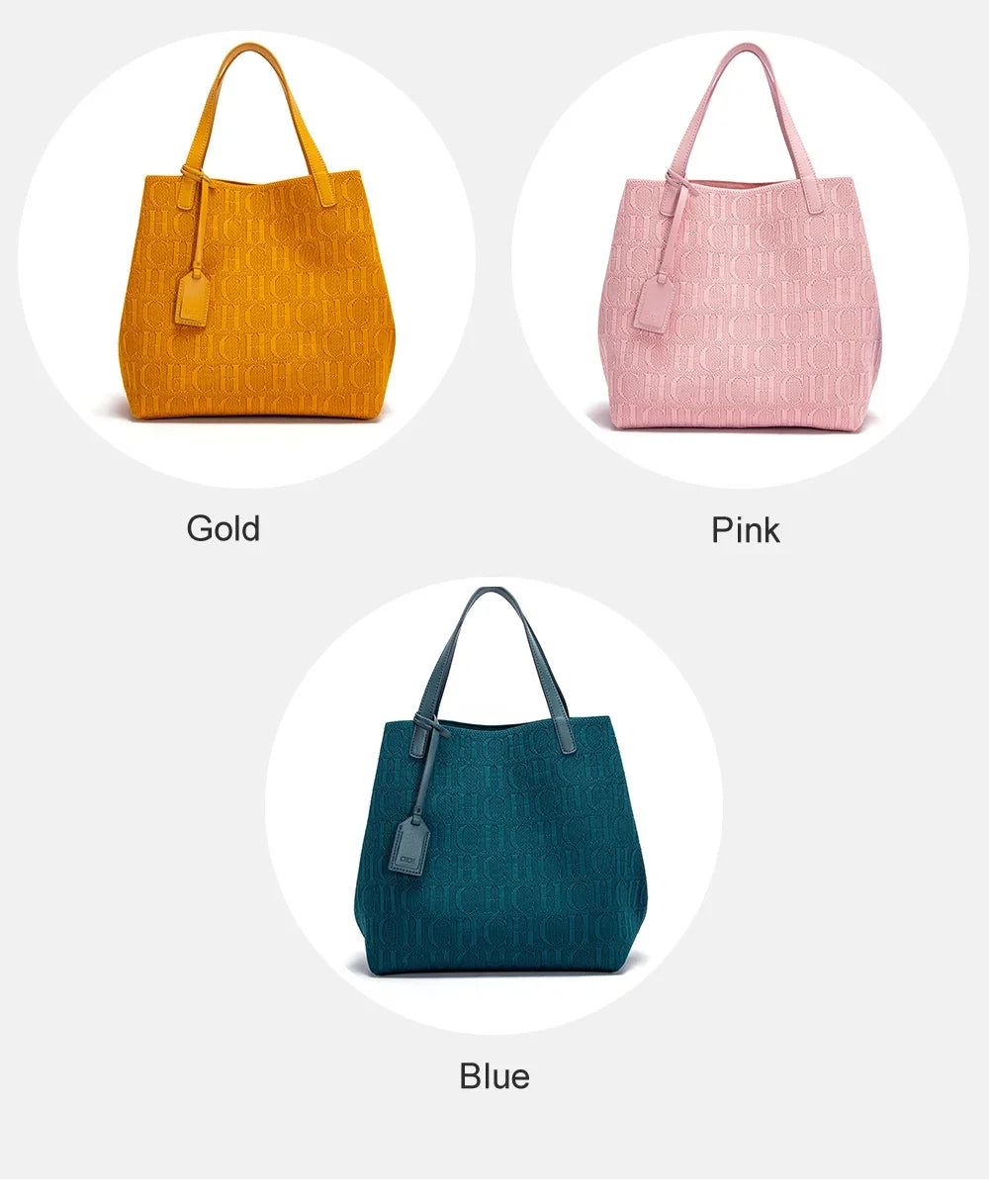 CH High-quality Temperament Ladies Handbag Handmade Large Capacity Women's Shoulder Bag Fashion Classic New Solid Color
