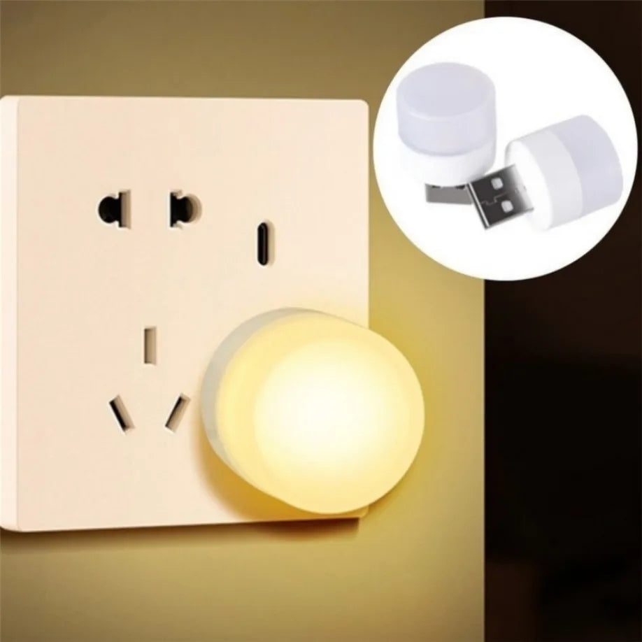 10pcs USB Plug LED Reading Lamps Eye Protection round Light for Computer Mobile Power Small Book Night Light