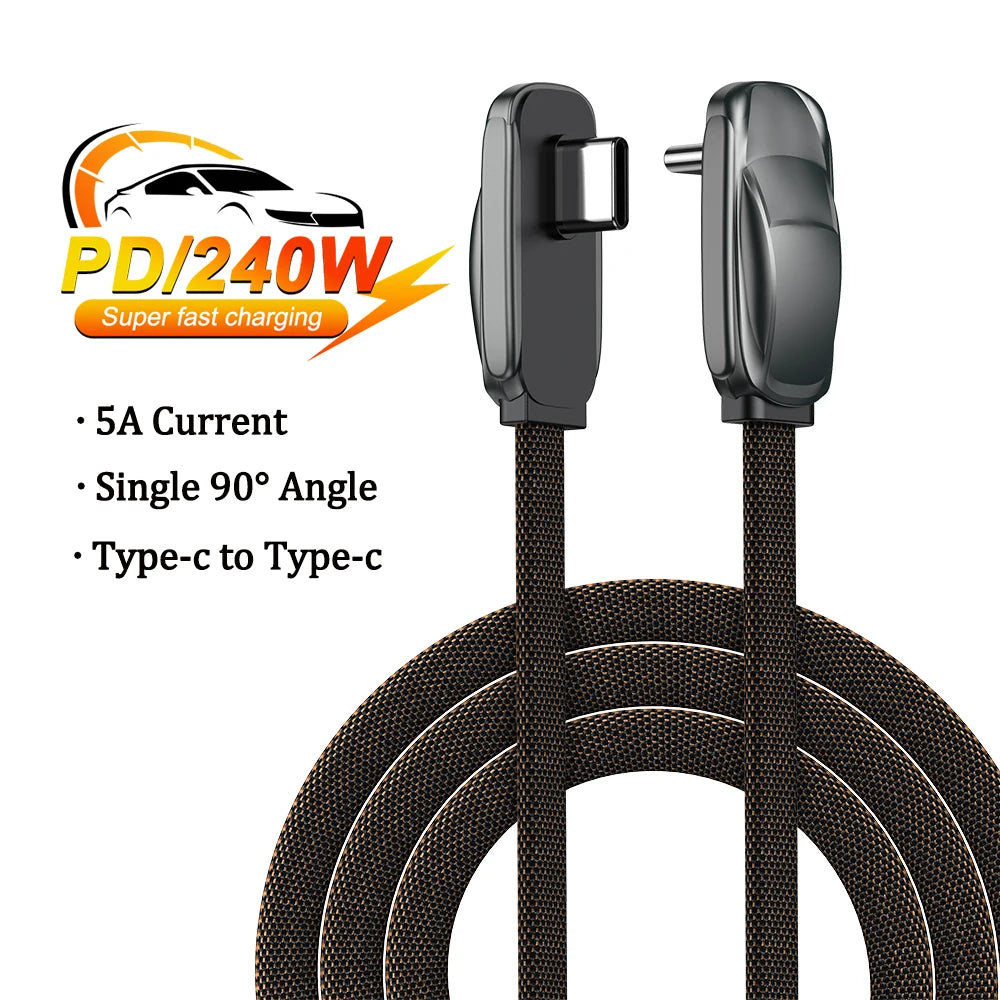 AUFU 240W USB C To Type C Cable for iPhone15 Macbook PC Samsung Xiaomi POCO Games Angle PD 5A Fast Charging Cable Data USB Cable