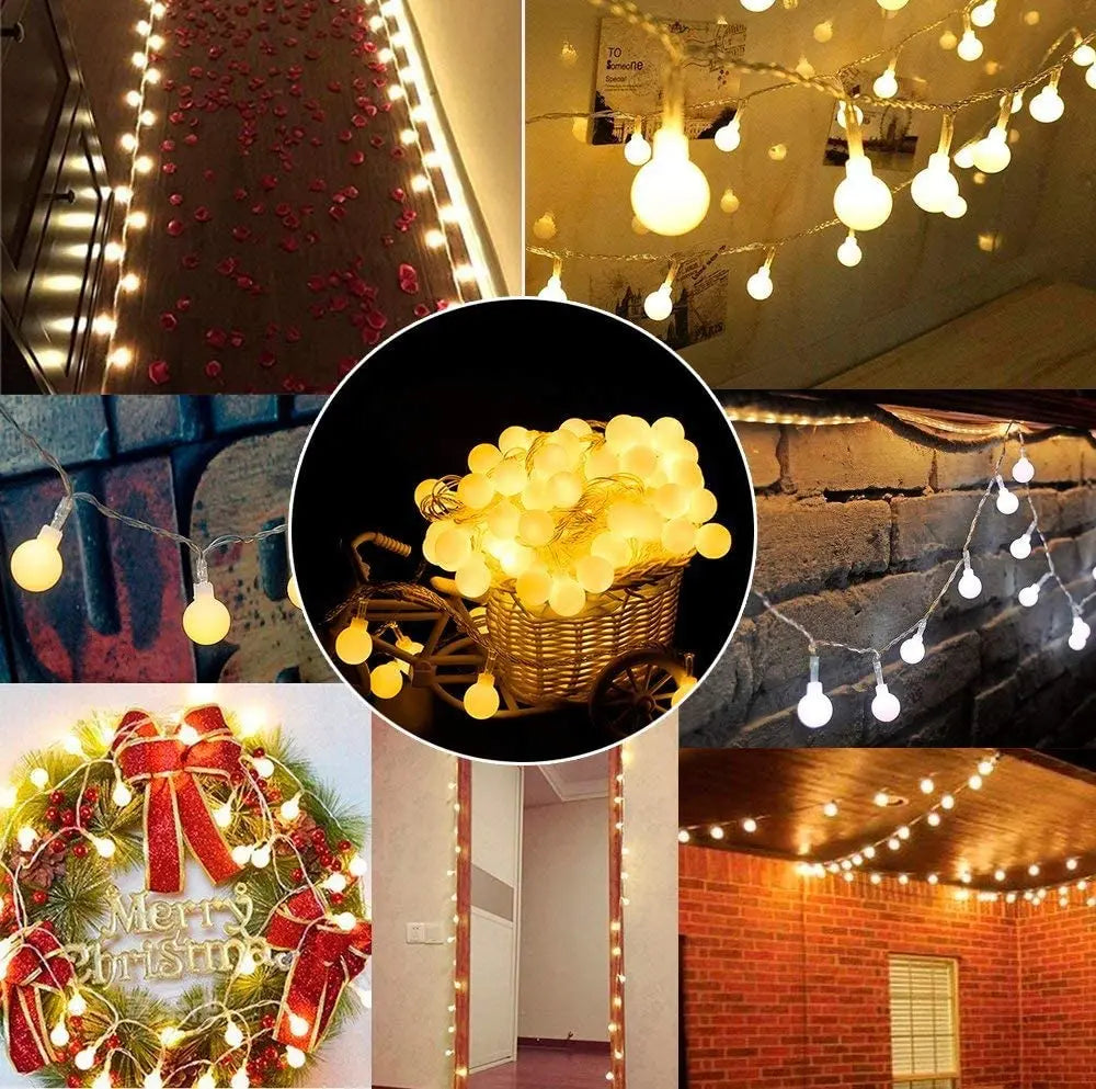 LED Light String Fairy Bubble Ball Light Festive Light Garland EU/US Plug Indoor Christmas Wedding Outdoor Garden Decoration
