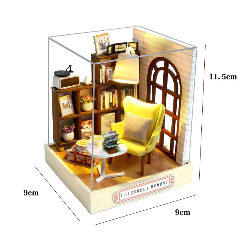 Wooden Miniature Doll House DIY Small House Kit 3D Puzzle Assemble Building Model Home Bedroom Decoration With Furniture Gifts