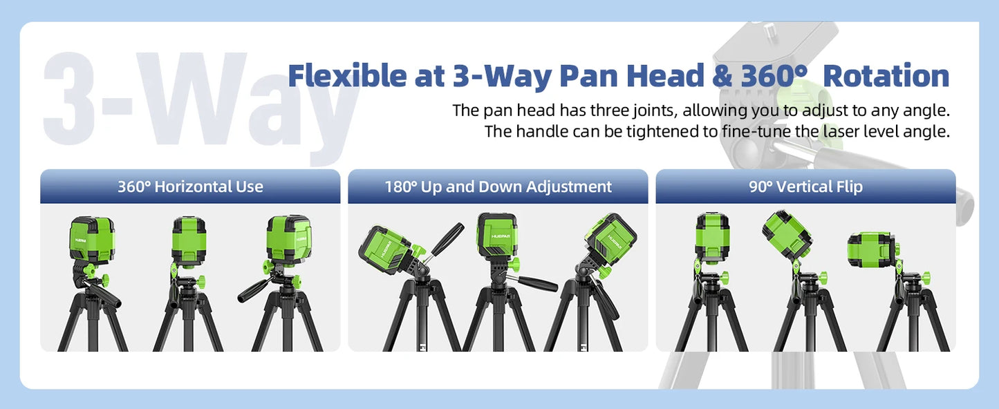 Huepar Multifunction Laser Level Tripod 1.52M With 360° Rotation Pan Head & Level Bubble Adjustable Stand For Laser Meter,Camera