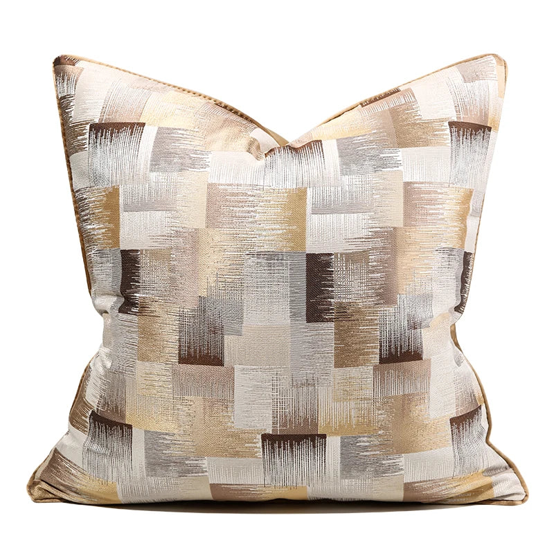 Stripe Jacquard Square Cushion Cover, Beige, Grey, Brown, Pillow Covers for Sofa, Car, Living Room, Hot Popular