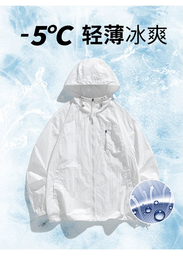UPF50+Sunscreen Jacket 2024 New Loose and Thin Breathable UV Protection Hooded windbreaker Summer Men's Sunscreen Clothing