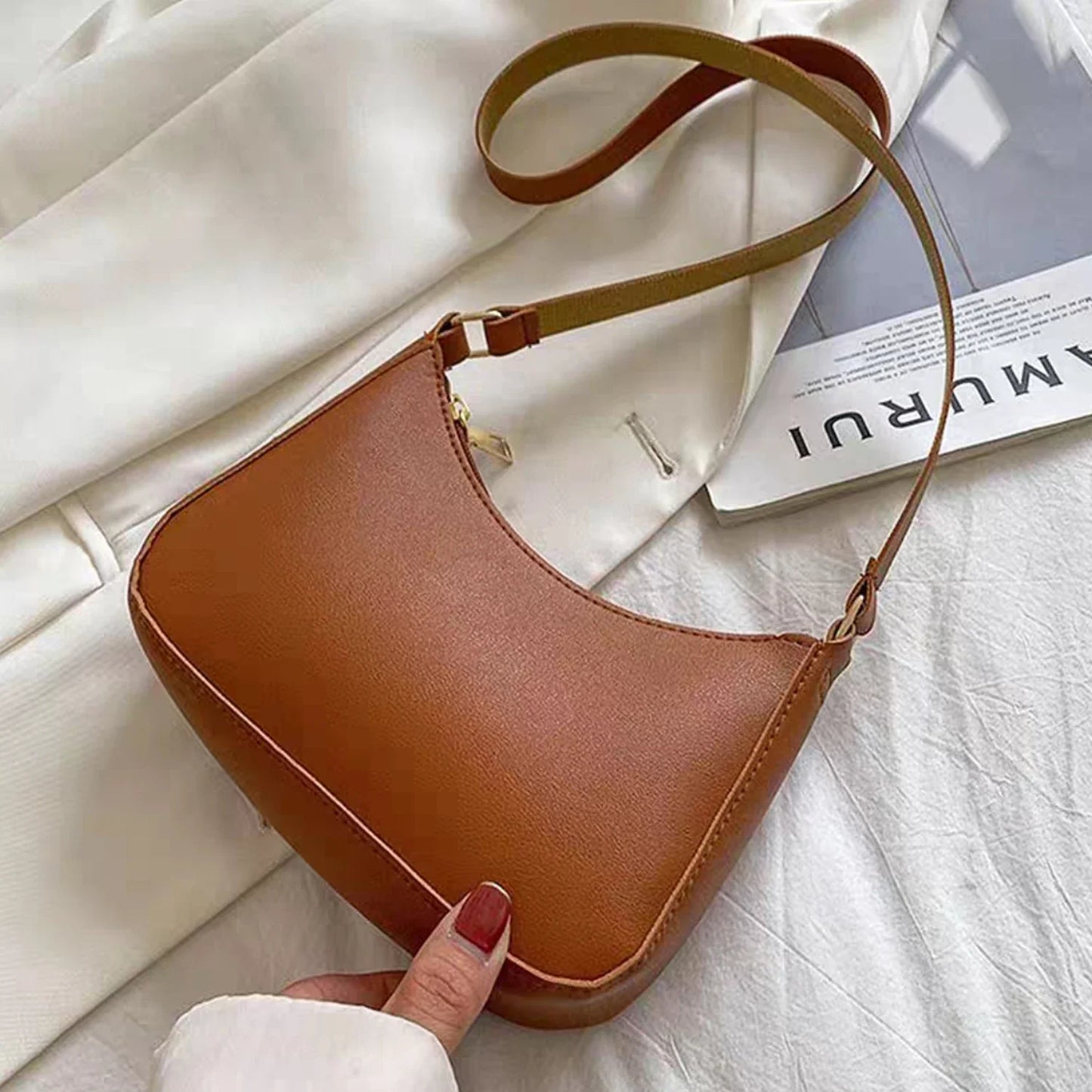 PU New Ladies Fashion Handbag Retro Pure Color Macaron Small Square Bag Hundreds of Shoulder Bags Casual Women's Bags