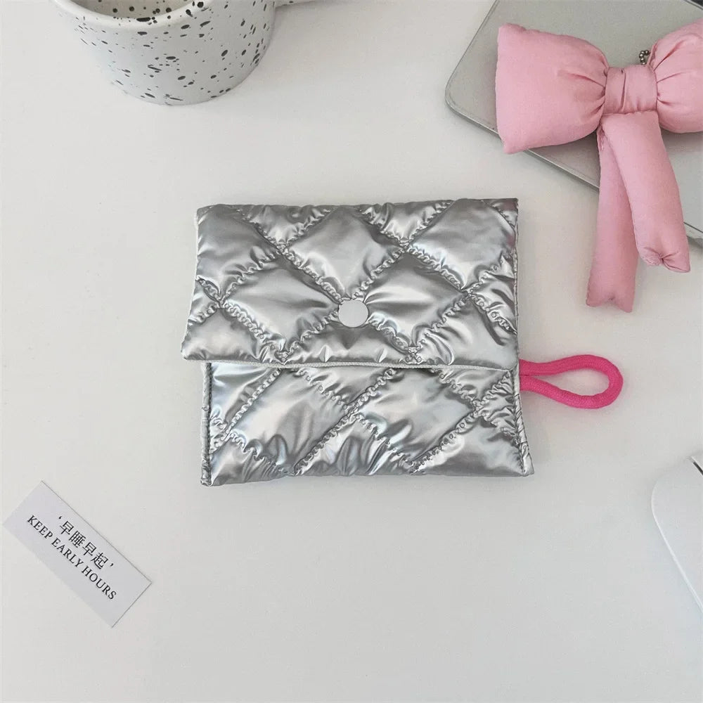 Silver Lingge Bow Pattern Coin Purses Small Canvas Coin Wallet Lady Girls Earphone Coin Key Money Storage Bag Zipper Pouch
