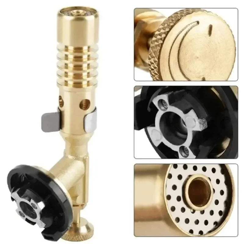 1set Picnic Barbecue Baking Cassette Stove Double-tube Spray Gun All-copper Flame Outdoor Barbecue Igniter Welding Gun Nozzle