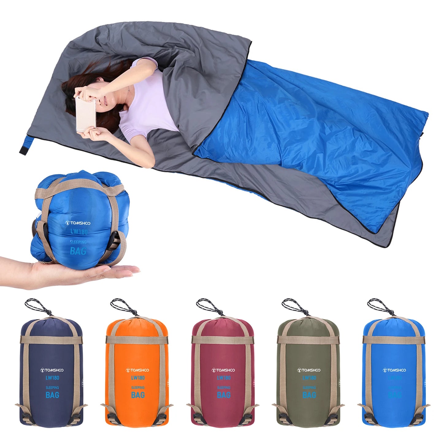 Tomshoo Ultralight Sleeping Bag for Adults 3 Season Outdoor Envelope Sleeping Bag for Camping Backpacking Travel Hiking Supplies