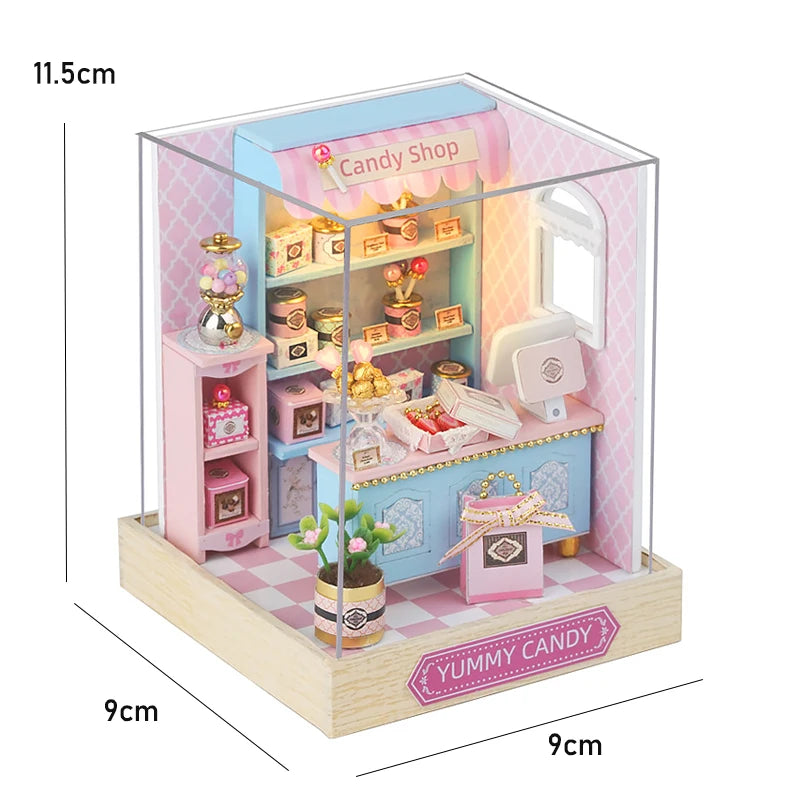 Wooden Miniature Doll House DIY Small House Kit 3D Puzzle Assemble Building Model Home Bedroom Decoration With Furniture Gifts