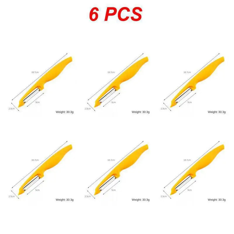 2/4/6PCS Melon Planer Knife Health Multi-function Stainless Steel Kitchen Gadget Vegetable Peeler One-word Modern Yellow